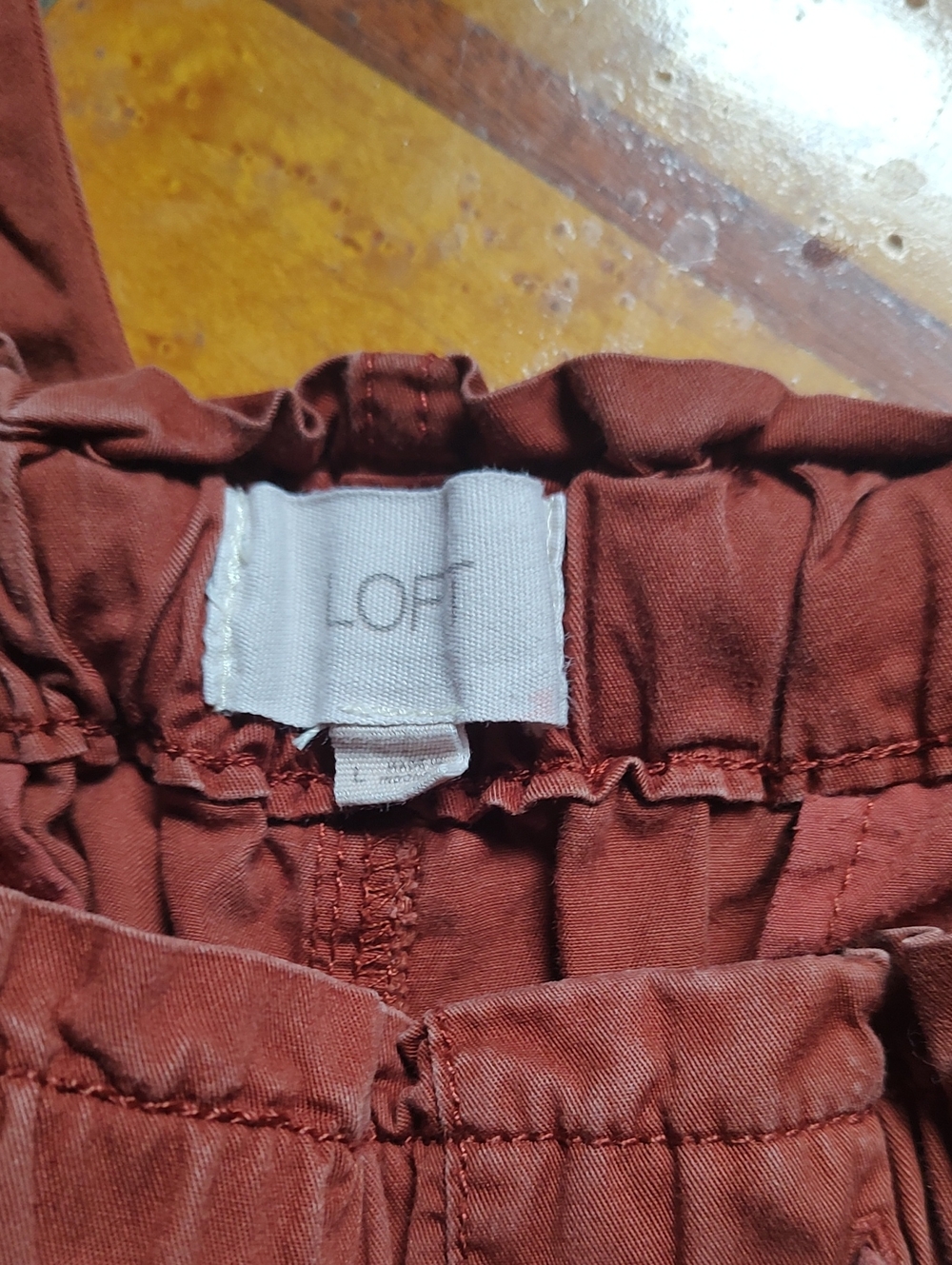 LOFT Paper Bag Pants Rust Drawstring Cotton Large